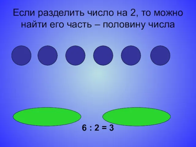 Если разделить число на 2, то можно найти его часть – половину