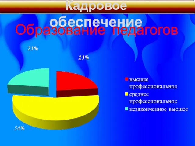 Образование педагогов Кадровое обеспечение