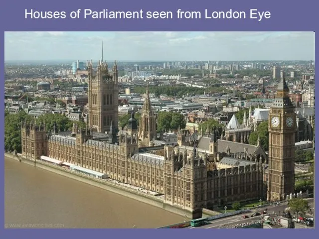 Houses of Parliament seen from London Eye