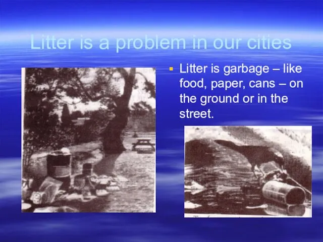 Litter is a problem in our cities Litter is garbage – like