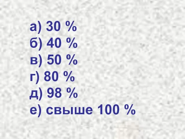 а) 30 % б) 40 % в) 50 % г) 80 %