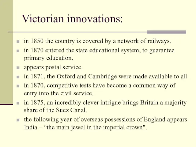 Victorian innovations: in 1850 the country is covered by a network of