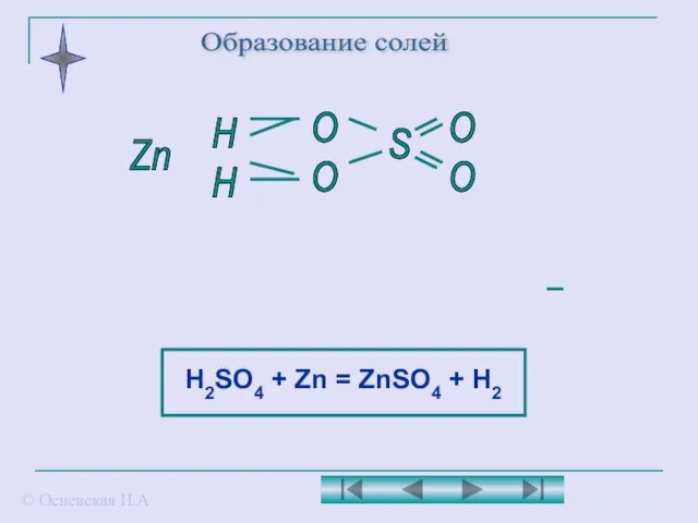 H H O O S O O Образование солей Zn © Осиевская И.А