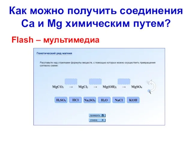 Как можно получить соединения Ca и Mg химическим путем? Flash – мультимедиа