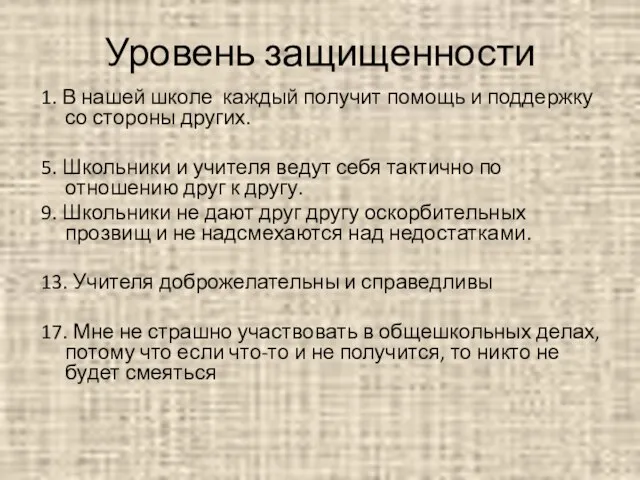 Уровень защищенности 1. В нашей школе каждый получит помощь и поддержку со