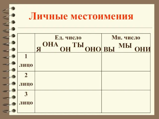 Личные местоимения Я МЫ ТЫ ВЫ ОН ОНА ОНО ОНИ