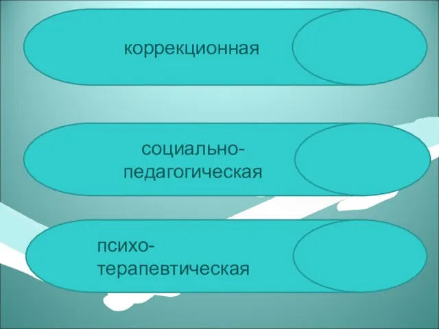 психо- терапевтическая социально-педагогическая коррекционная