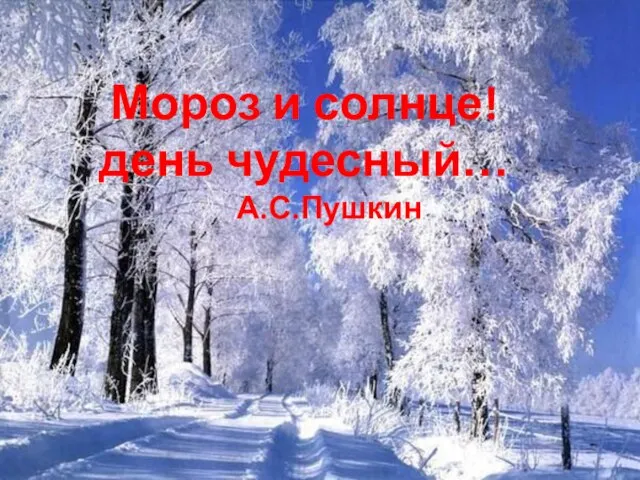 Мороз и солнце! день чудесный… А.С.Пушкин