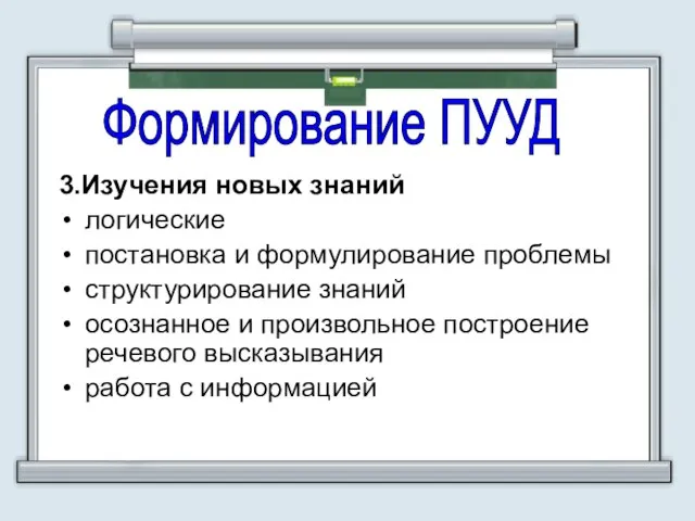 3.Изучения новых знаний логические постановка и формулирование проблемы структурирование знаний осознанное и