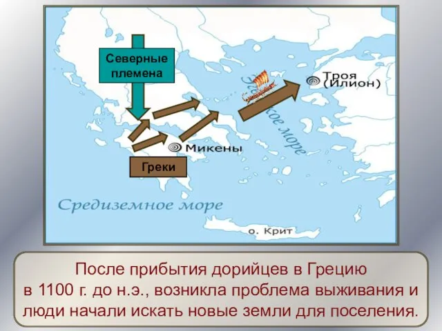 Северные племена Греки После прибытия дорийцев в Грецию в 1100 г. до