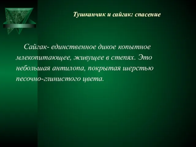 Тушканчик и сайгак: спасение Сайгак- единственное дикое копытное млекопитающее, живущее в степях.