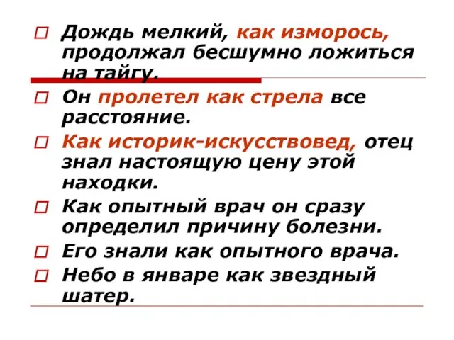 Дождь мелкий, как изморось, продолжал бесшумно ложиться на тайгу. Он пролетел как