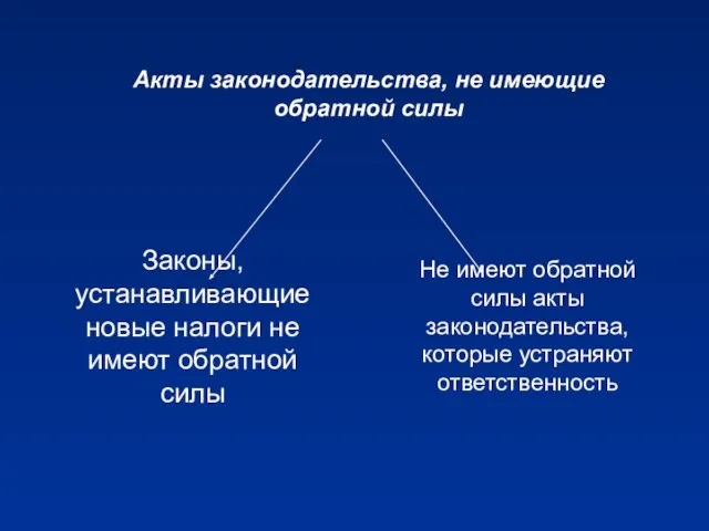 Законы, устанавливающие новые налоги не имеют обратной силы Не имеют обратной силы