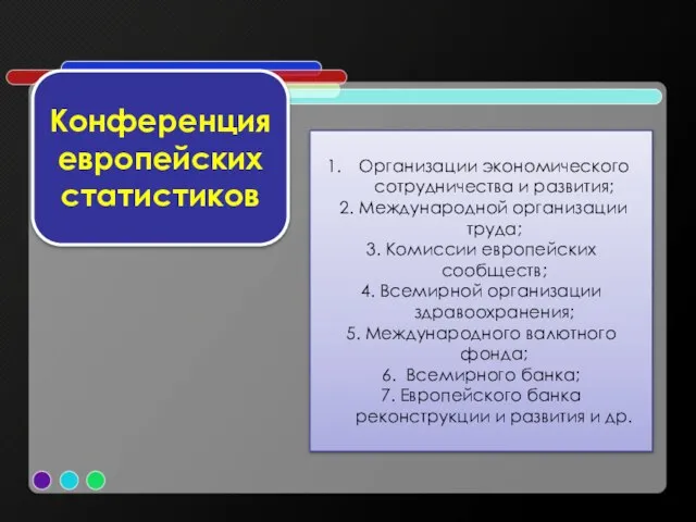 Конференция европейских статистиков Организации экономического сотрудничества и развития; 2. Международной организации труда;