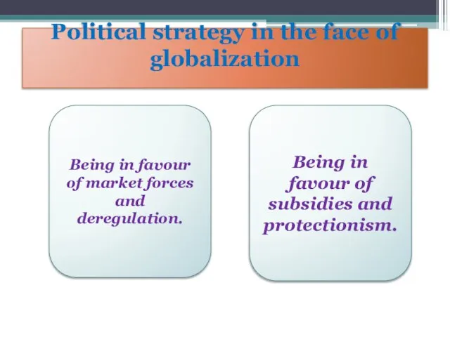 Political strategy in the face of globalization Being in favour of market