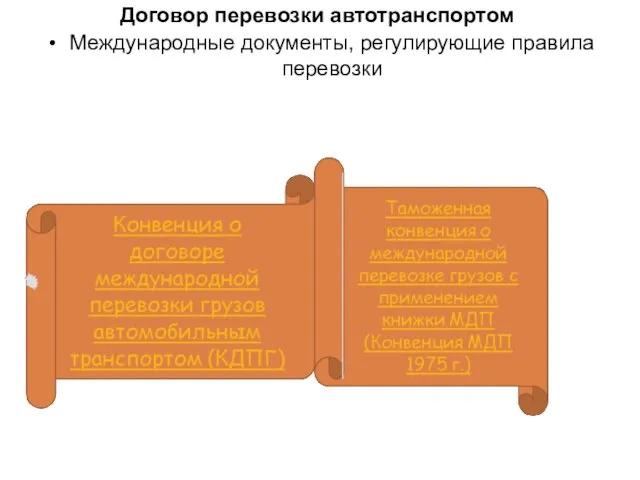 Договор перевозки автотранспортом Международные документы, регулирующие правила перевозки