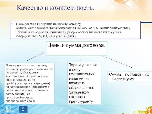 Качество и комплектность. Поставляемая продукция по своему качеству должна соответствовать (наименование ГОСТов,