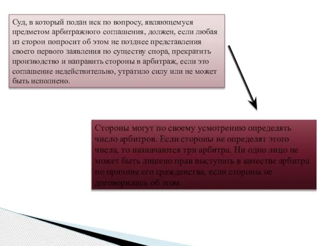 Суд, в который подан иск по вопросу, являющемуся предметом арбитражного соглашения, должен,