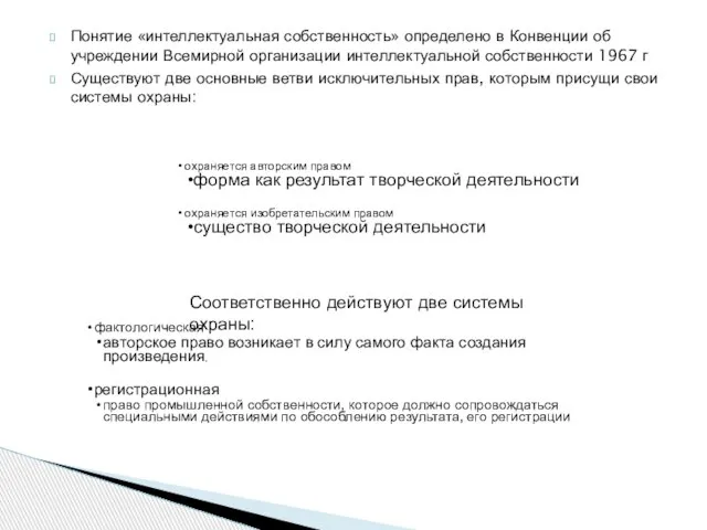 Понятие «интеллектуальная собственность» определено в Конвенции об учреждении Всемирной организации интеллектуальной собственности