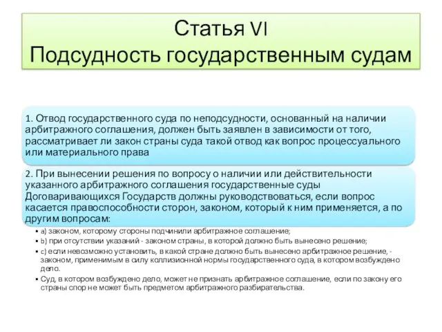 Статья VI Подсудность государственным судам