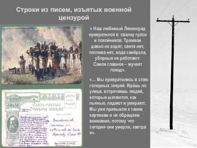 Строки из писем, изъятых военной цензурой « Наш любимый Ленинград превратился в