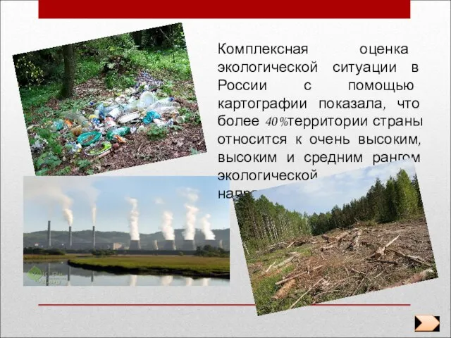 Комплексная оценка экологической ситуации в России с помощью картографии показала, что более