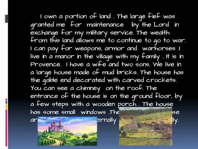 I own a portion of land . The large fief was granted