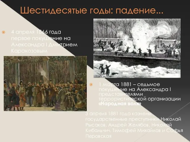 1 марта 1881 – седьмое покушение на Александра I представителями террористической организации