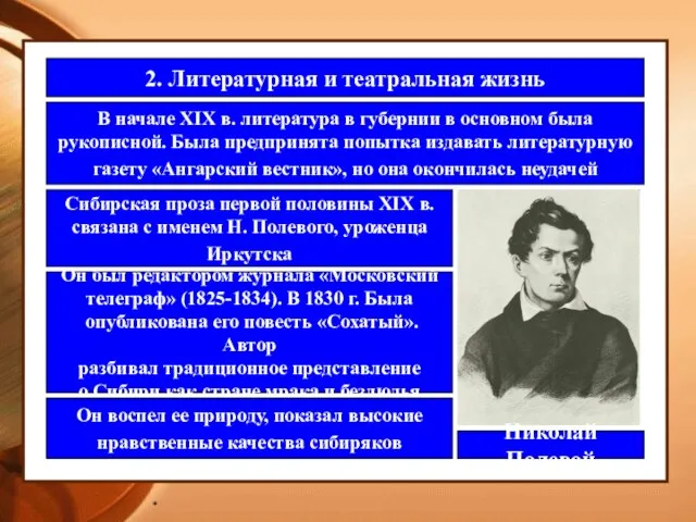 * 2. Литературная и театральная жизнь В начале XIX в. литература в