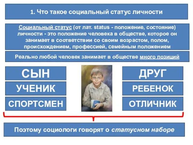 1. Что такое социальный статус личности Социальный статус (от лат. status -