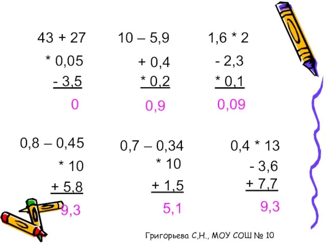 43 + 27 * 0,05 - 3,5 0 10 – 5,9 +