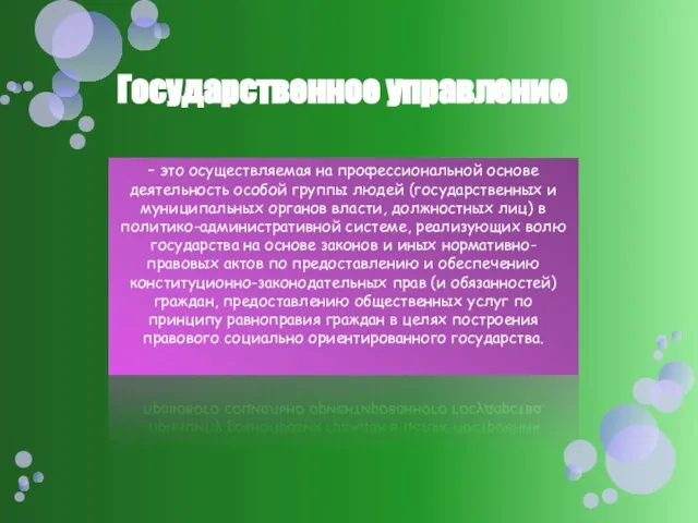 Государственное управление – это осуществляемая на профессиональной основе деятельность особой группы людей