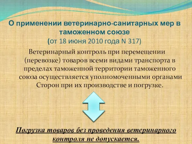 О применении ветеринарно-санитарных мер в таможенном союзе (от 18 июня 2010 года