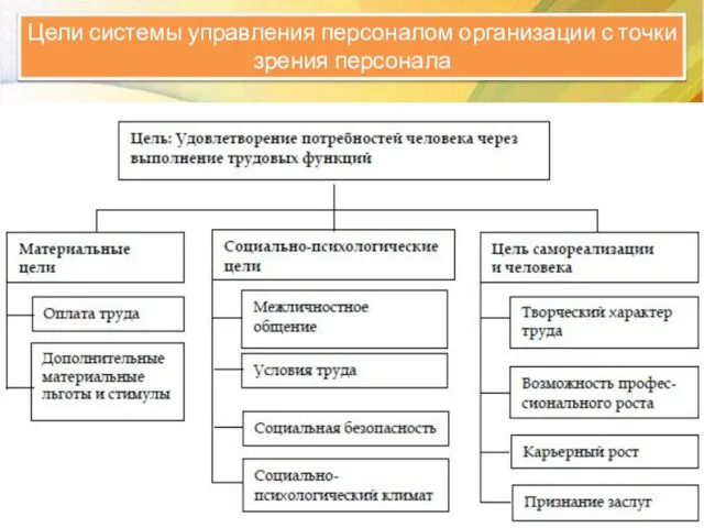 Цели системы управления персоналом организации с точки зрения персонала