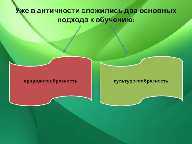 Уже в античности сложились два основных подхода к обучению: