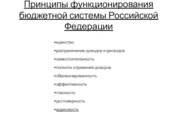 Принципы функционирования бюджетной системы Российской Федерации