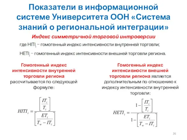 Индекс симметричной торговой интроверсии Показатели в информационной системе Университета ООН «Система знаний