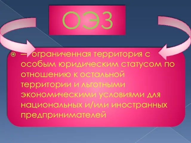 ОЭЗ — ограниченная территория с особым юридическим статусом по отношению к остальной