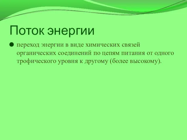 Поток энергии переход энергии в виде химических связей органических соединений по цепям