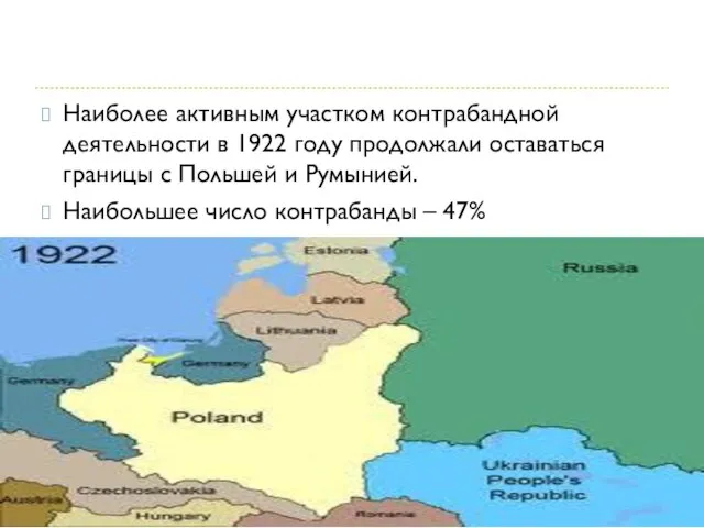 Наиболее активным участком контрабандной деятельности в 1922 году продолжали оставаться границы с