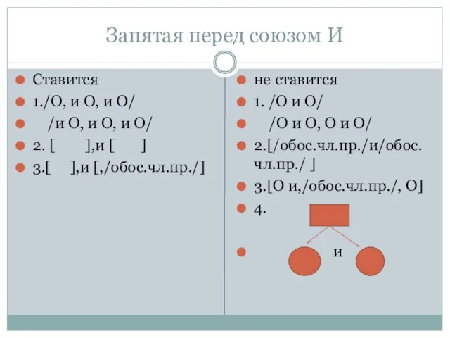 Запятая перед союзом И Ставится 1./О, и О, и О/ /и О,