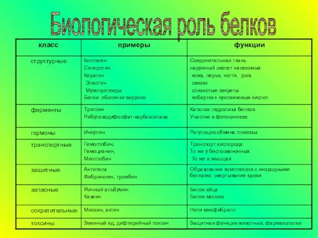 Биологическая роль белков