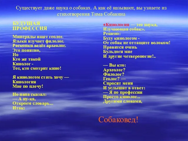 Существует даже наука о собаках. А как её называют, вы узнаете из