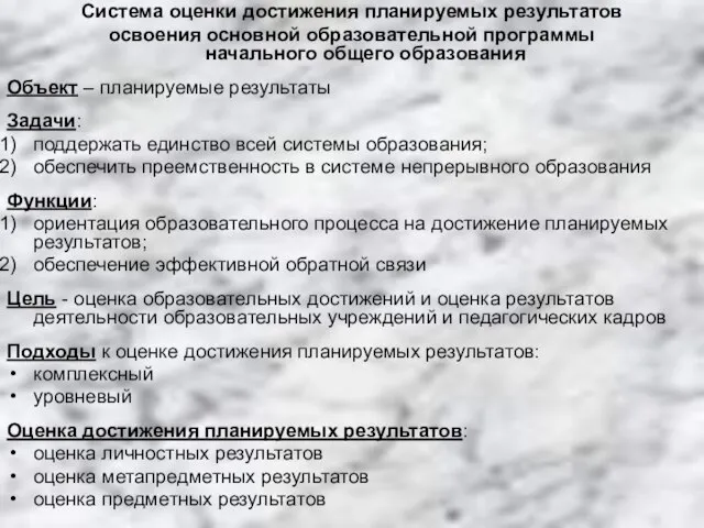 Система оценки достижения планируемых результатов освоения основной образовательной программы начального общего образования