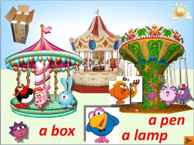a box a pen a lamp