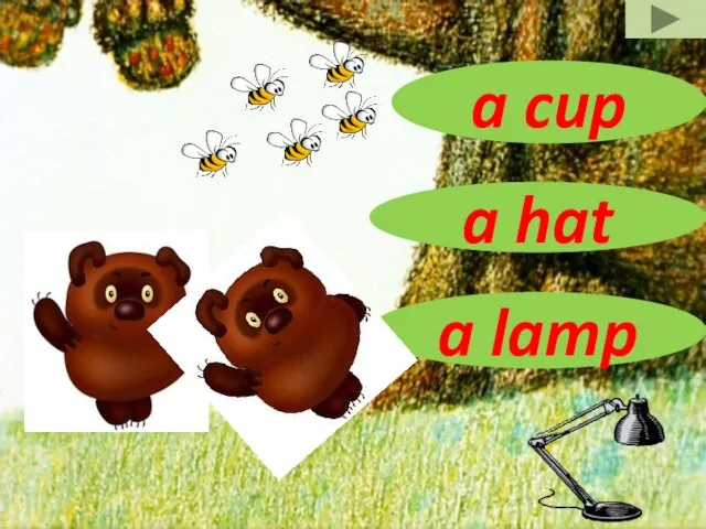 a lamp a hat a cup