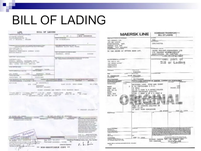 BILL OF LADING