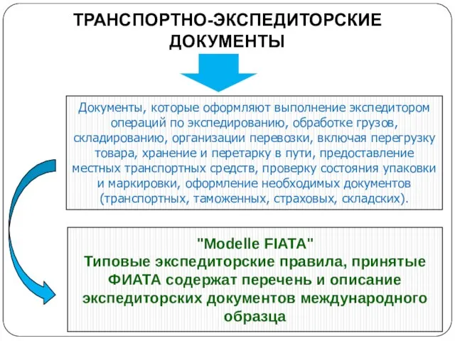 Документы, которые оформляют выполнение экспедитором операций по экспедированию, обработке грузов, складированию, организации