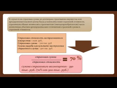 В случае если страховая сумма по договорам страхования имущества или предпринимательского риска