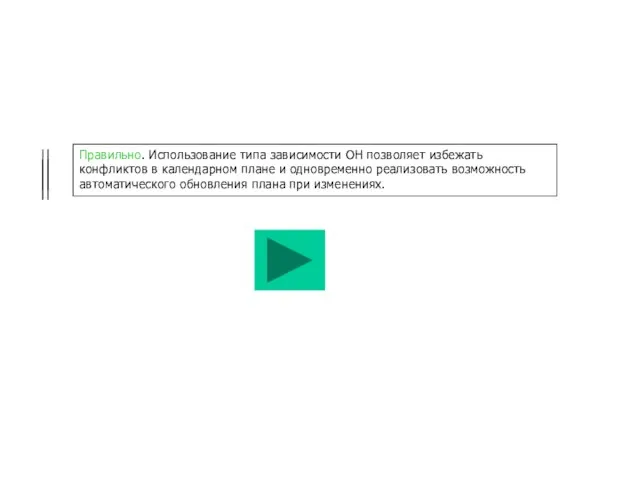 Правильно. Использование типа зависимости ОН позволяет избежать конфликтов в календарном плане и